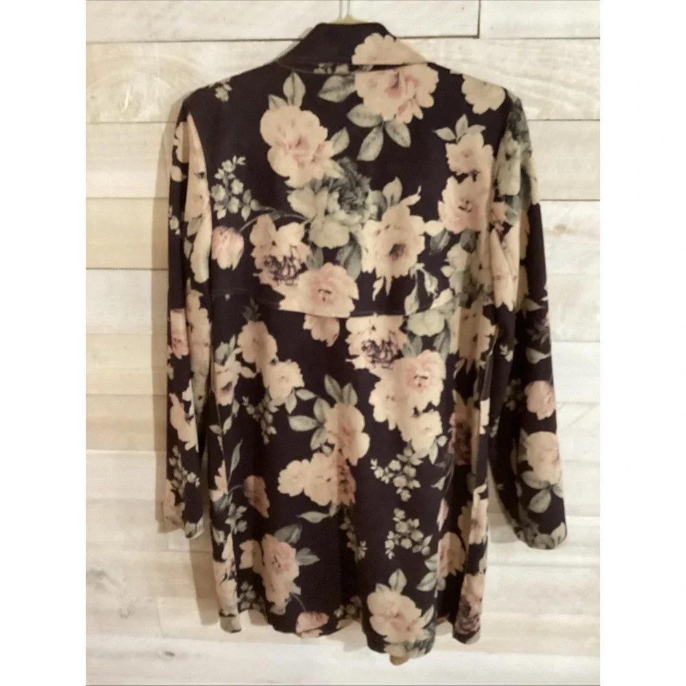 Anthropologie Solitaire Open Blazer Jacket Cozy Brown Floral Size Large - Picture 3 of 6